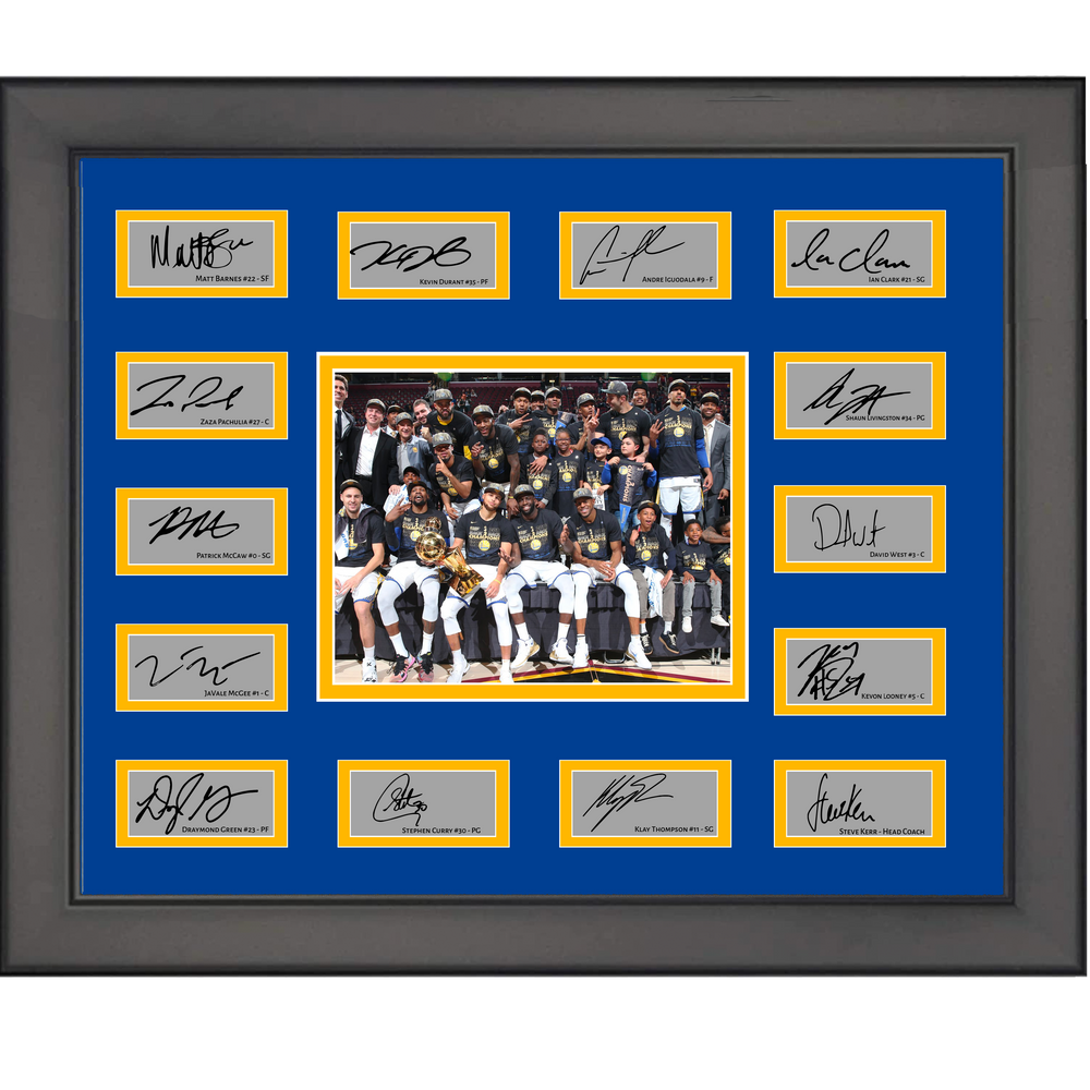 Framed 2016 Golden State Warriors NBA Champions Team Facsimile Laser Engraved Signature Auto Collage 20x25 Basketball Photo (ONLINE ORDER ONLY)