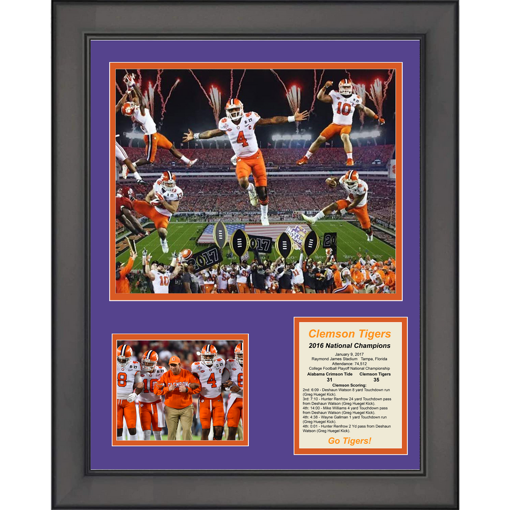 Framed Clemson Tigers 2016 National Championship College Football 11"x14" Three Photo Collage (ONLINE ORDER ONLY)