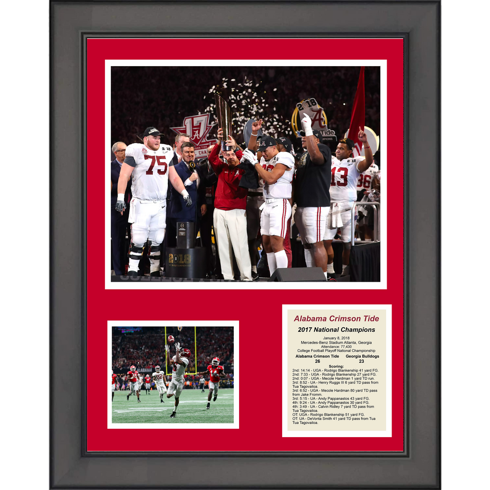 Framed Alabama Crimson Tide 2017 National Champions 11"x14"College Football Three Photo Collage (ONLINE ORDER ONLY)