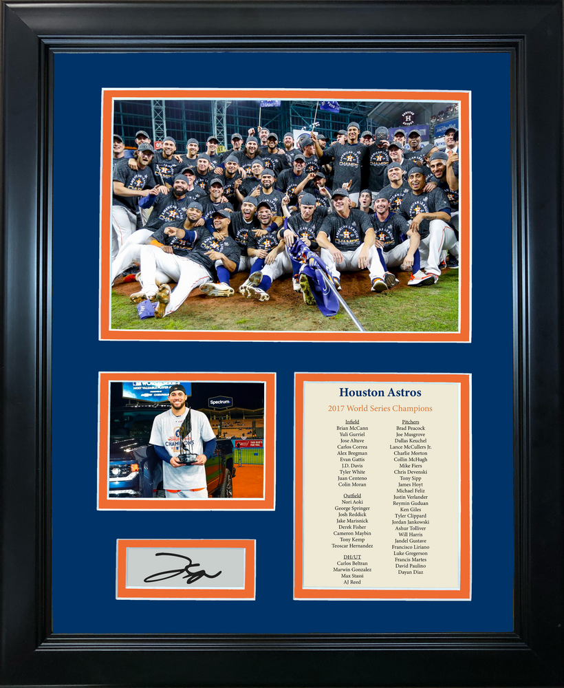 Framed Houston Astros 2017 World Series Champions Facsimile Laser Engraved George Springer MVP Signature Auto 11"x14" Baseball Photo Sig Collage (ONLINE ORDER ONLY)