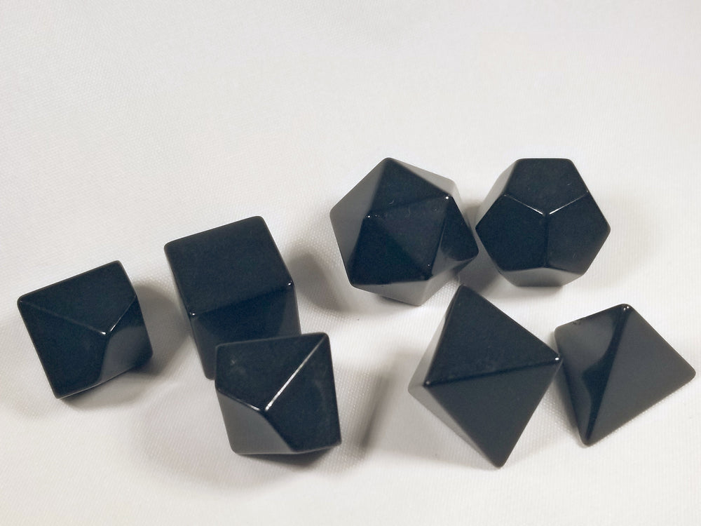 Black Blank 7-Dice Set d4, d6, d8, d10, d12, d20 for Customization Ready DIY Bescon (Online Only)