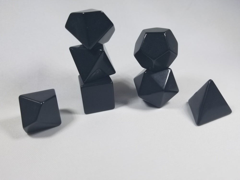 Black Blank 7-Dice Set d4, d6, d8, d10, d12, d20 for Customization Ready DIY Bescon (Online Only)