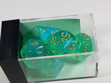 CHX 27425 Polyhedral 7-Die Borealis Light Green w/ Gold Numbers Set Of 7 Dice Chessex (Online Only)