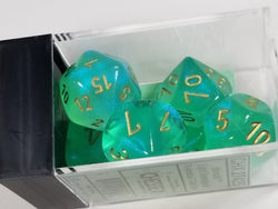CHX 27425 Polyhedral 7-Die Borealis Light Green w/ Gold Numbers Set Of 7 Dice Chessex (Online Only)
