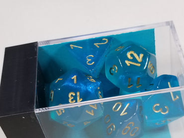 CHX 27486 Polyhedral 7-Die Borealis Teal w/ Gold Numbers Set Of 7 Dice Chessex (Online Only)