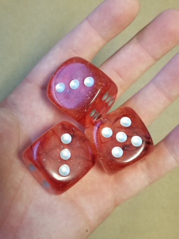 Nebula Red/silver Luminary 7-Dice/16mm/12mm/30mm/Ten10's (Online Only)
