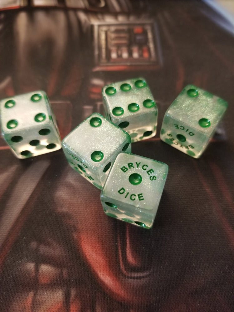 BrycesDice 16mm Glitter d6 (Green) Square Edge [per die] (Online Only)