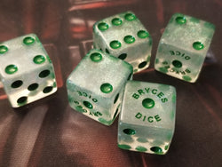 BrycesDice 16mm Glitter d6 (Green) Square Edge [per die] (Online Only)