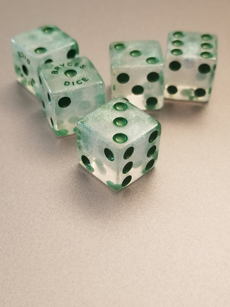 BrycesDice 16mm Glitter d6 (Green) Square Edge [per die] (Online Only)
