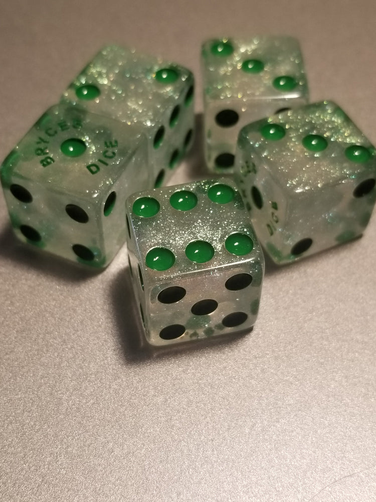 BrycesDice 16mm Glitter d6 (Green) Square Edge [per die] (Online Only)