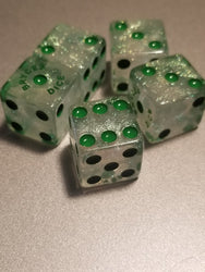 BrycesDice 16mm Glitter d6 (Green) Square Edge [per die] (Online Only)
