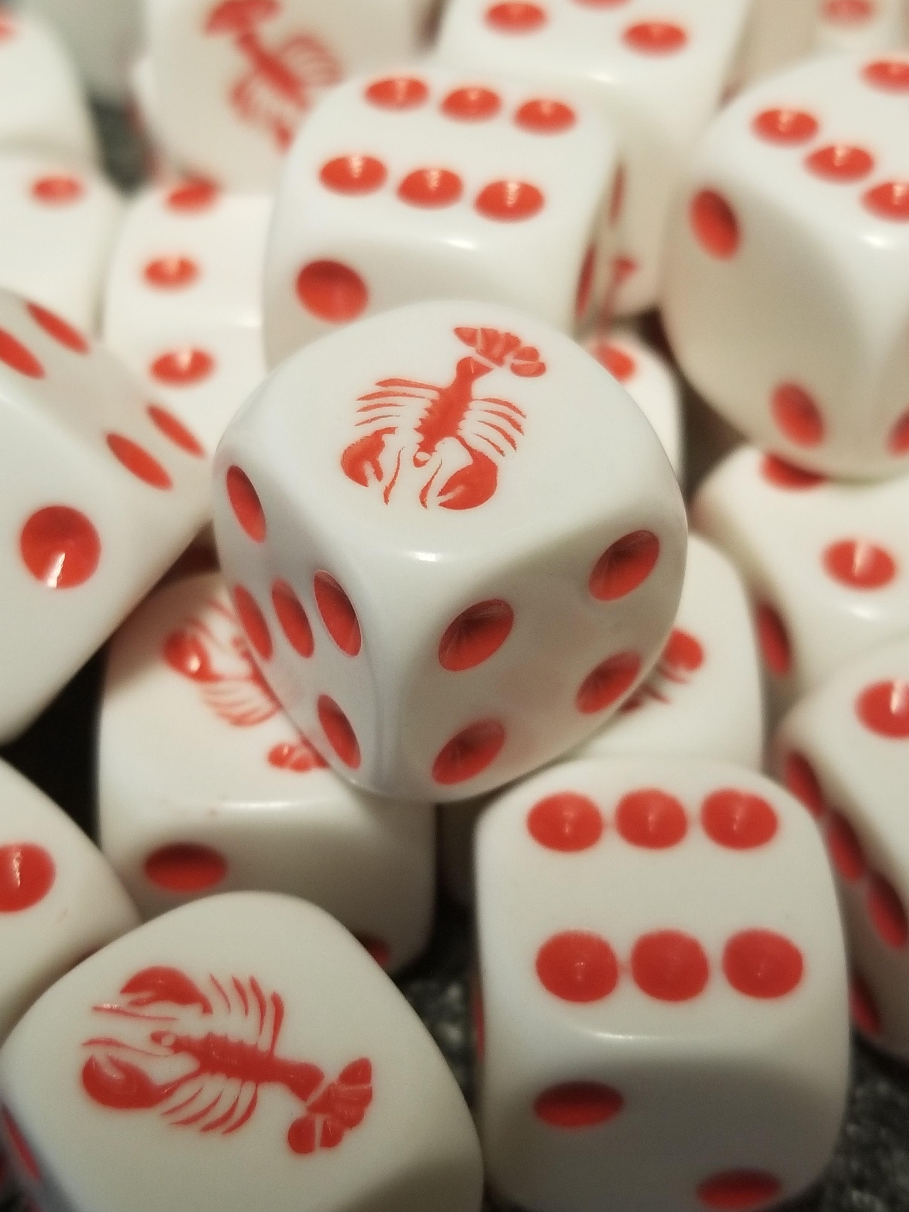 Red Lobster 16mm d6 White 16mm Dice (Sold per die) (Online Only)