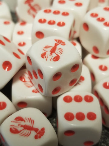 Red Lobster 16mm d6 White 16mm Dice (Sold per die) (Online Only)