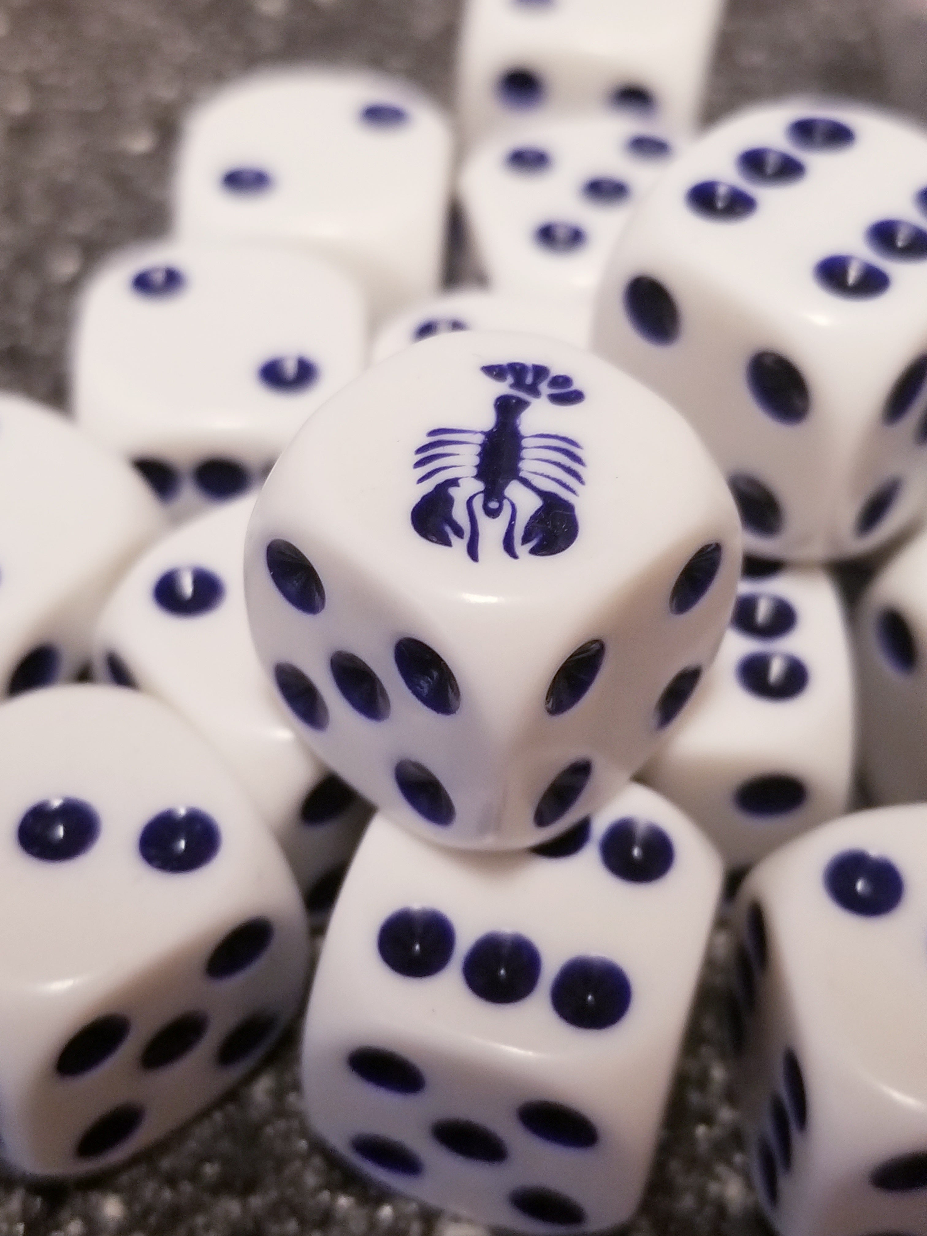 Blue Lobster 16mm d6 White 16mm Dice (sold per die) (Online Only)