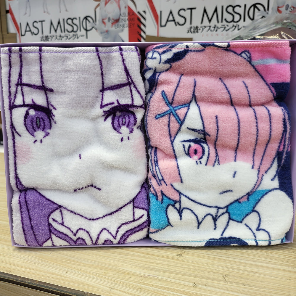 Re:Zero Emilia Rem and Ram Towel Set Vol. 2, 7.8" x 39.3" (ONLINE ORDER ONLY)