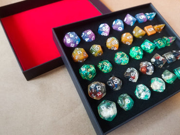 (Resin) 7-Dice Sets Gift Box | 5 Sets, Different Colors, Dungeons & Dragons Dice (Online Only)