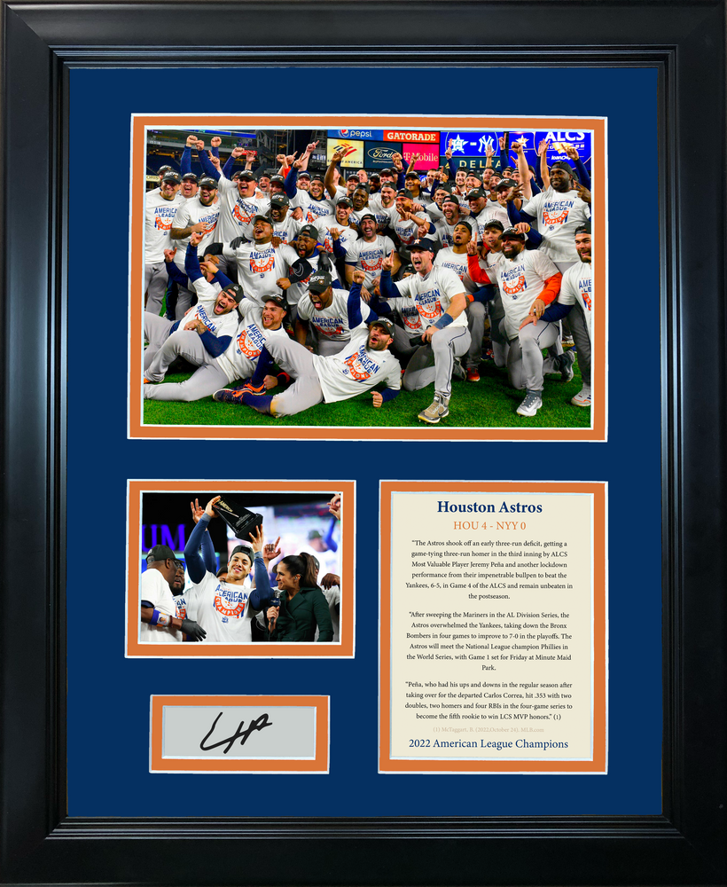 Framed Houston Astros 2022 ALCS American League Champions Jeremy Pena MVP Facsimile Laser Engraved Signature Auto 11"x14" Baseball Photo Sig Collage (ONLINE ORDER ONLY)