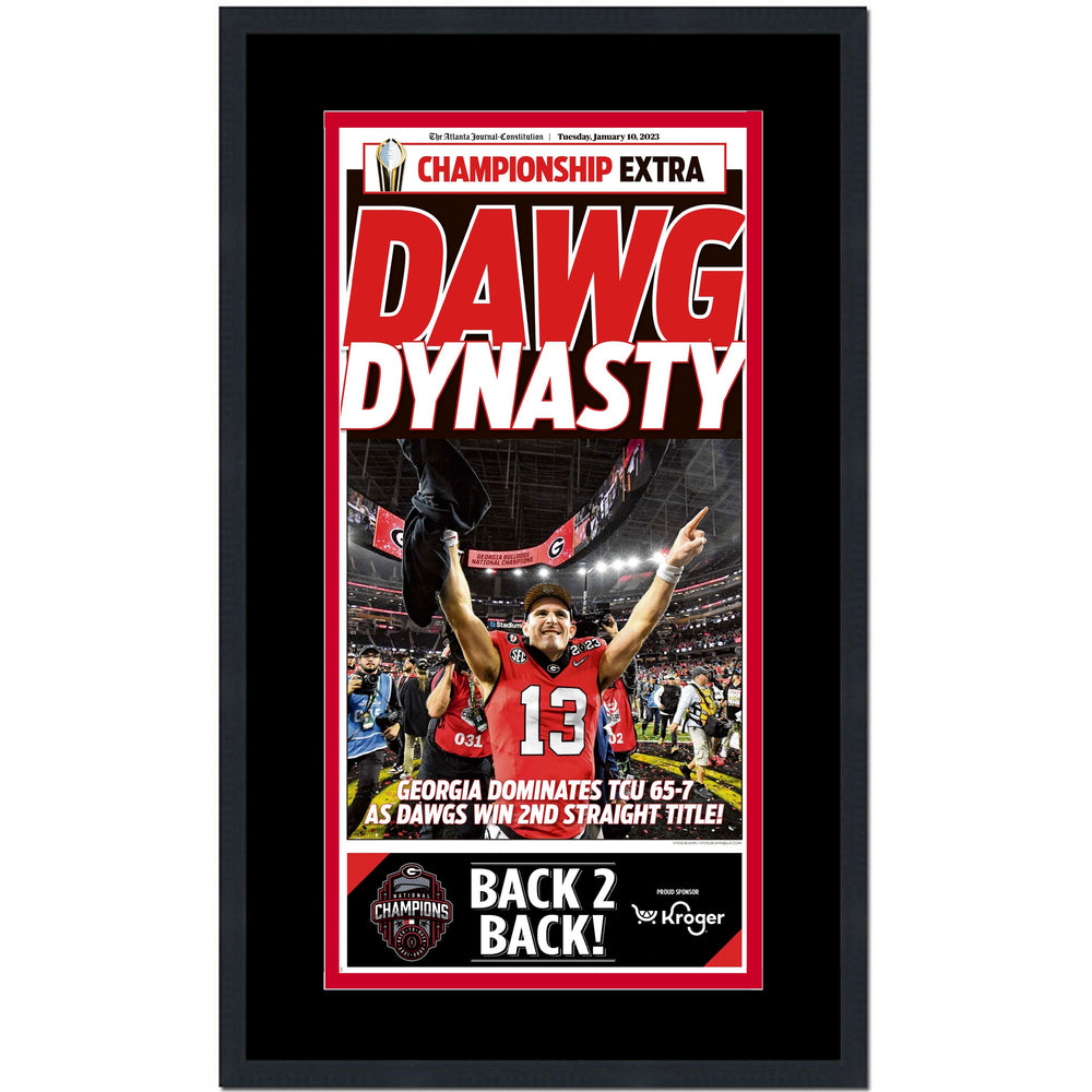 Framed The Atlanta Journal Constitution Georgia Bulldogs 2022 NCAA National Champions 14x23 Newspaper Cover Photo Professionally Matted V2 (ONLINE ORDER ONLY)