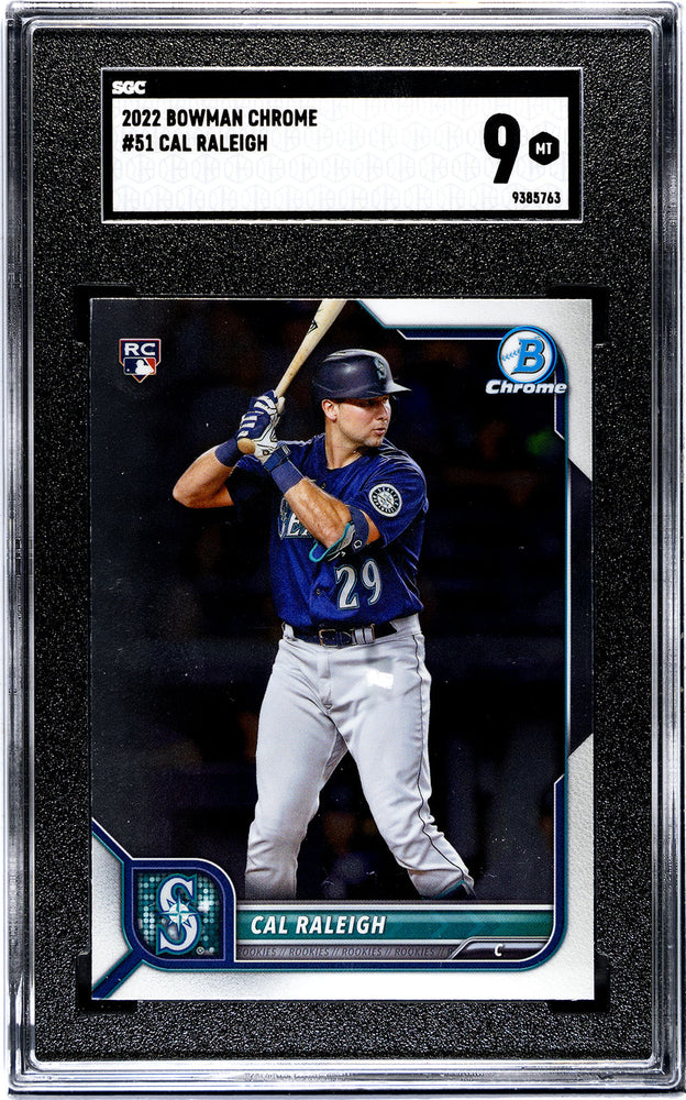 Graded 2022 Topps Bowman Chrome Cal Raleigh #51 Rookie RC Baseball Card SGC 9 Mint (ONLINE ORDER ONLY)