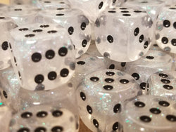 The Time Walker | Clear Glitter 16mm d6 Dice w/Black (Online Only)
