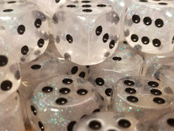 The Time Walker | Clear Glitter 16mm d6 Dice w/Black (Online Only)