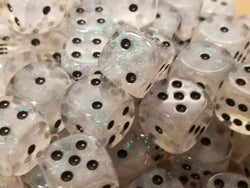 The Time Walker | Clear Glitter 16mm d6 Dice w/Black (Online Only)