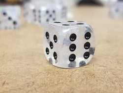 The Time Walker | Clear Glitter 16mm d6 Dice w/Black (Online Only)