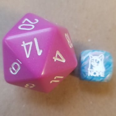 34mm (L) Single d20 Opaque Polyhedral Light Purple/white d20 (Sold per die) (Online Only)