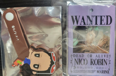 One Piece Niko Robin Metal Wanted Poster card and Bag Strap