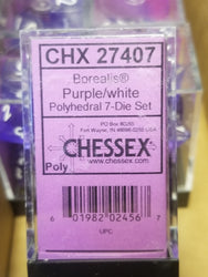 CHX 27407 7-Die Borealis Purple w/ White Numbers Set 7-Dice Chessex (Online Only)