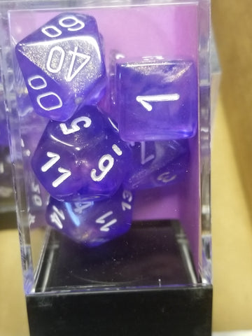 CHX 27407 7-Die Borealis Purple w/ White Numbers Set 7-Dice Chessex (Online Only)