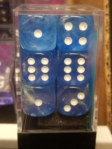 CHX 27626 16mm Block Borealis Sky Blue w/ White Pips Dice Set Chessex (Online Only)