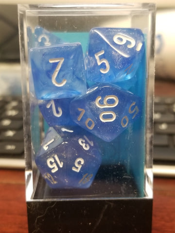 CHX 27426 7-Dice Set Sky Blue w/ White Numbers Dice Set Chessex (Online Only)