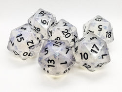 The Time Walker | Clear Glitter 34mm d20 CHONK RPG Dice Set w/Black (Online Only)