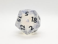 The Time Walker | Clear Glitter 34mm d20 CHONK RPG Dice Set w/Black (Online Only)