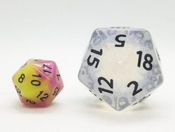 The Time Walker | Clear Glitter 34mm d20 CHONK RPG Dice Set w/Black (Online Only)