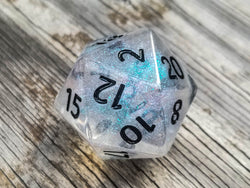 The Time Walker | Clear Glitter 34mm d20 CHONK RPG Dice Set w/Black (Online Only)