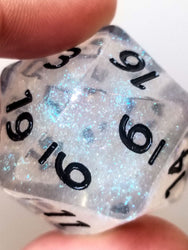 The Time Walker | Clear Glitter 34mm d20 CHONK RPG Dice Set w/Black (Online Only)