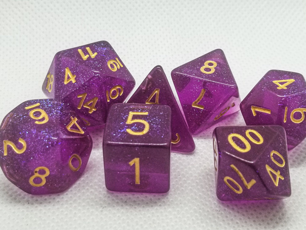 Time Walker | Purple w/Gold Glitter 7-Dice Set RPG Dice Set (Online Only)