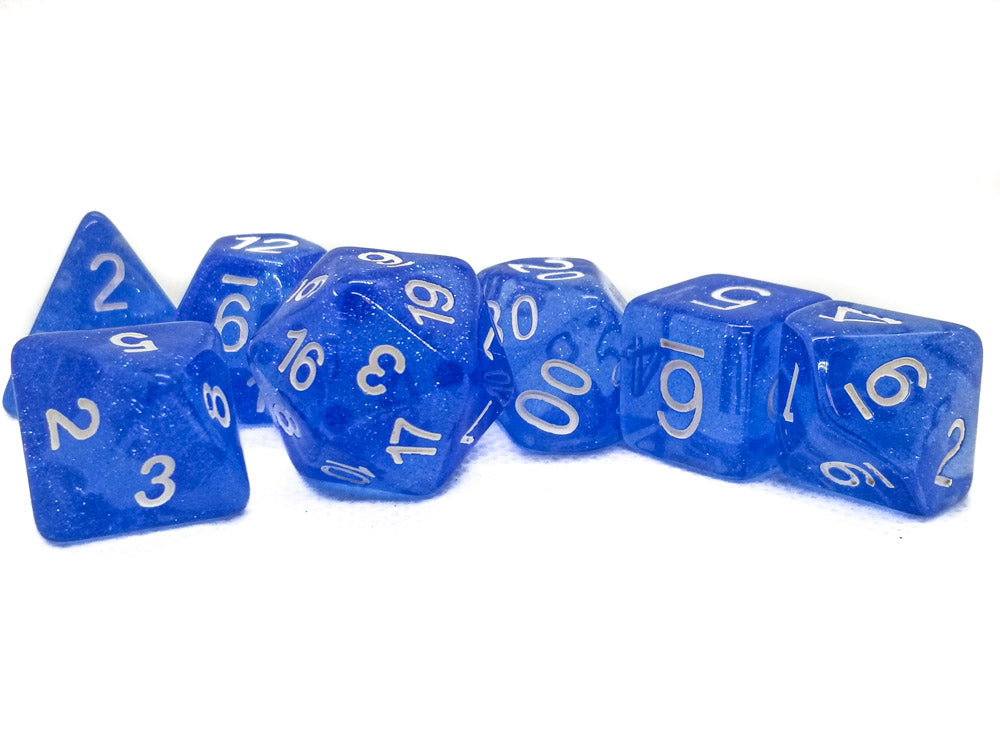Time Walker | Blue w/White Glitter 7-Dice Set RPG Dice Set (Online Only)
