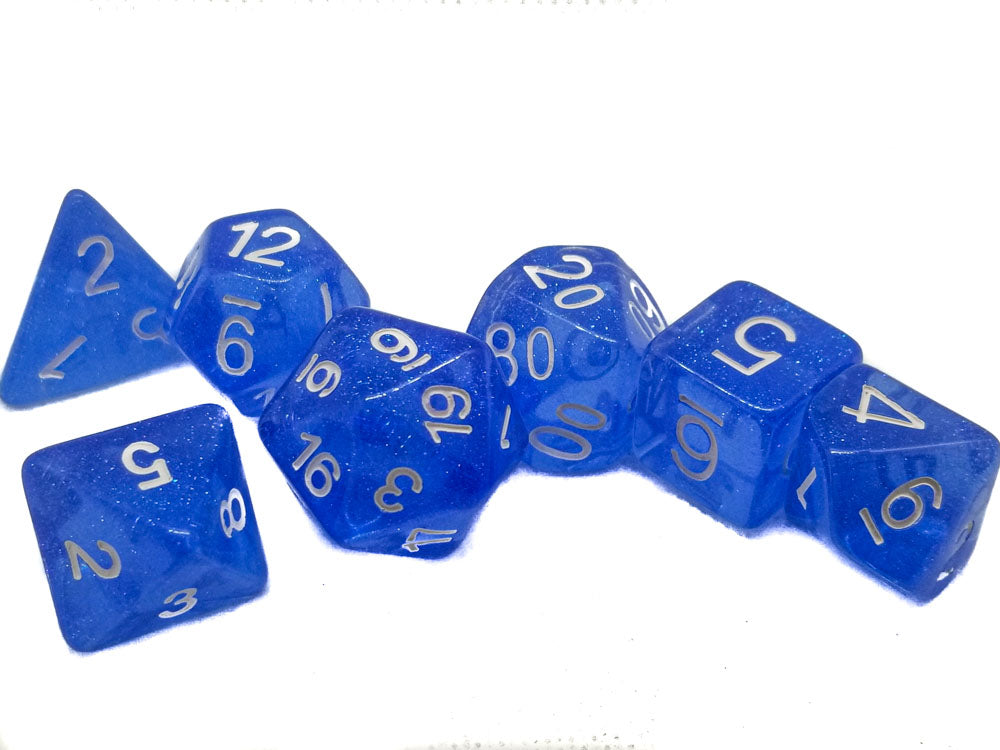 Time Walker | Blue w/White Glitter 7-Dice Set RPG Dice Set (Online Only)