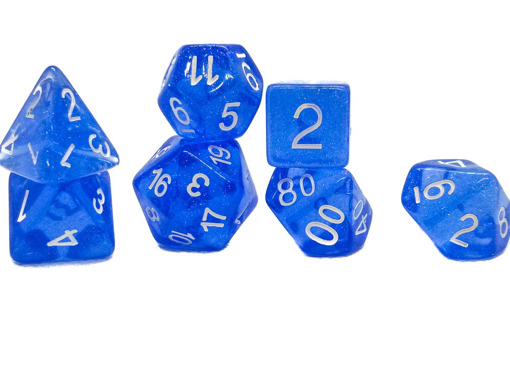 Time Walker | Blue w/White Glitter 7-Dice Set RPG Dice Set (Online Only)