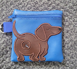 Blue Vinyl Poop Bag Holder, Dachshund Dog Butt Embroidery, Dog Walker Gift (ONLINE ORDER ONLY)