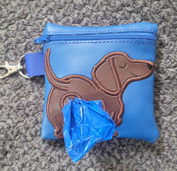 Blue Vinyl Poop Bag Holder, Dachshund Dog Butt Embroidery, Dog Walker Gift (ONLINE ORDER ONLY)