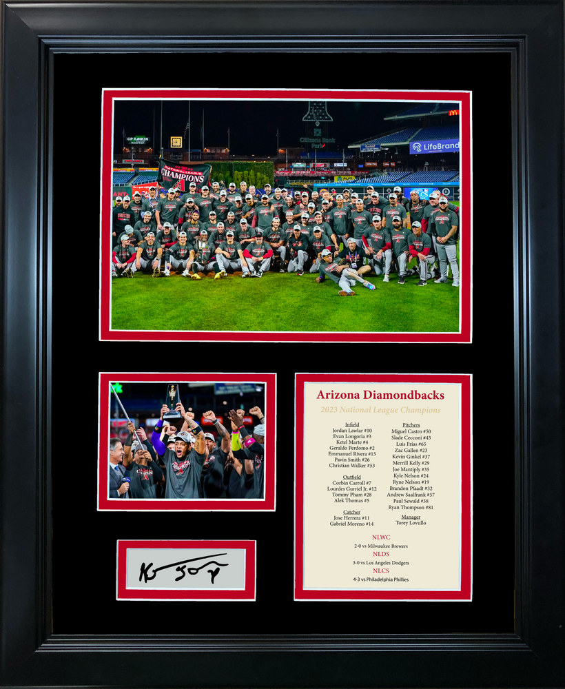 Framed Arizona Diamondbacks 2023 NLCS National League Champions Ketel Marte MVP Facsimile Laser Engraved Signature Auto 11"x14"Baseball Photo Sig Collage (ONLINE ORDER ONLY)