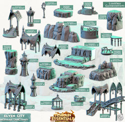 3D Printed Cast n Play Modular Sanctuary Elven City Set Terrain Essentials Vol III Exteriors 28mm 32mm D&D (Online Only)