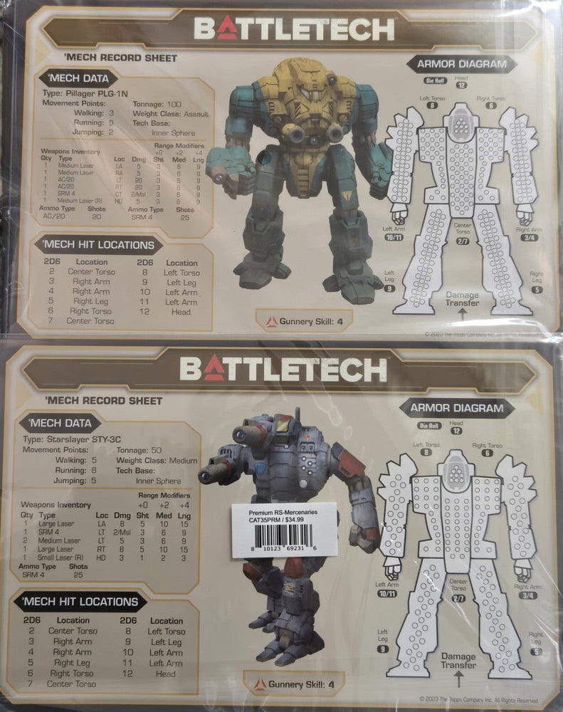 Battletech - Premium Record Sheets (Mercenaries) (Online Order Only)