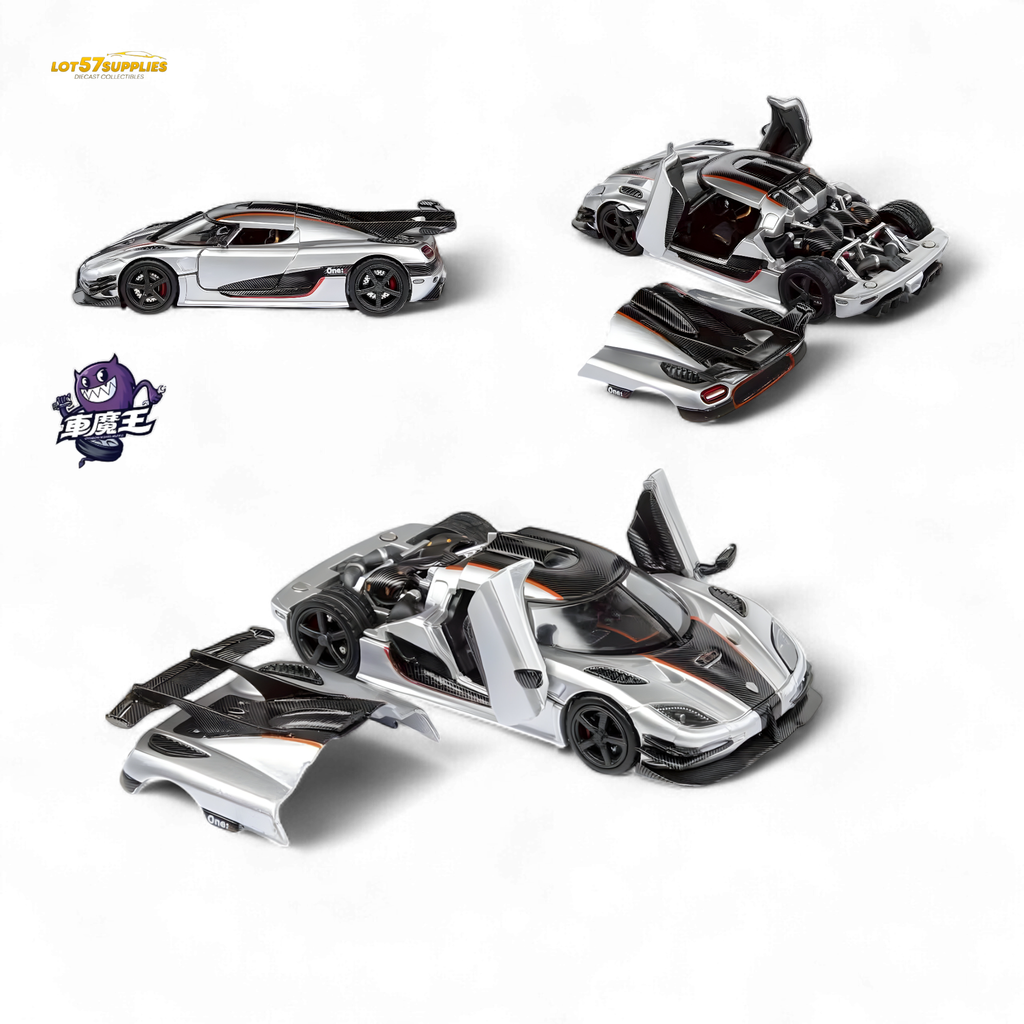 (Pre-Order) DEMON KING Koenigsegg ONE:1 - Silver 1:64 (ONLINE ORDER ONLY)