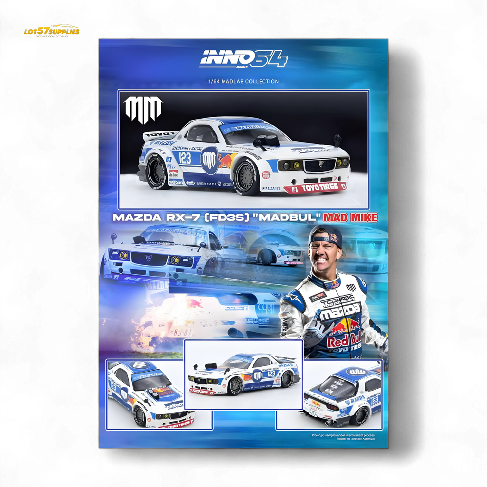 (Pre-Order) INNO64 Mazda RX-7 FD3S Pandem Rocket Bunny MADBUL MADLAB Collection 001 - 1:64 (ONLINE ORDER ONLY)