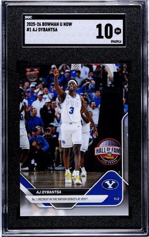 Graded 2025 Topps Bowman U Now AJ Dybantsa #1 Rookie RC Basketball Card SGC 10 Gem Mint (ONLINE ORDER ONLY)